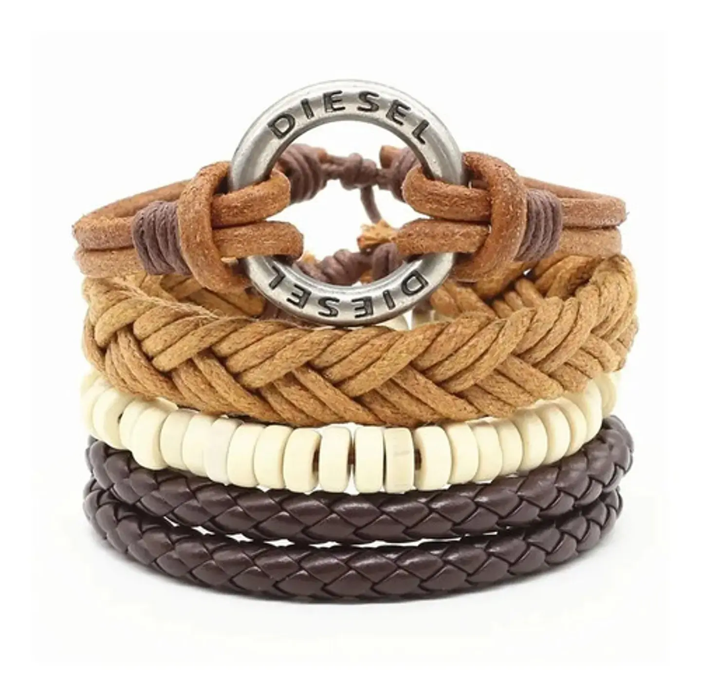 Manilla Pulsera Brazalete Cuentas Cuero Hombre Mujer Moda 5