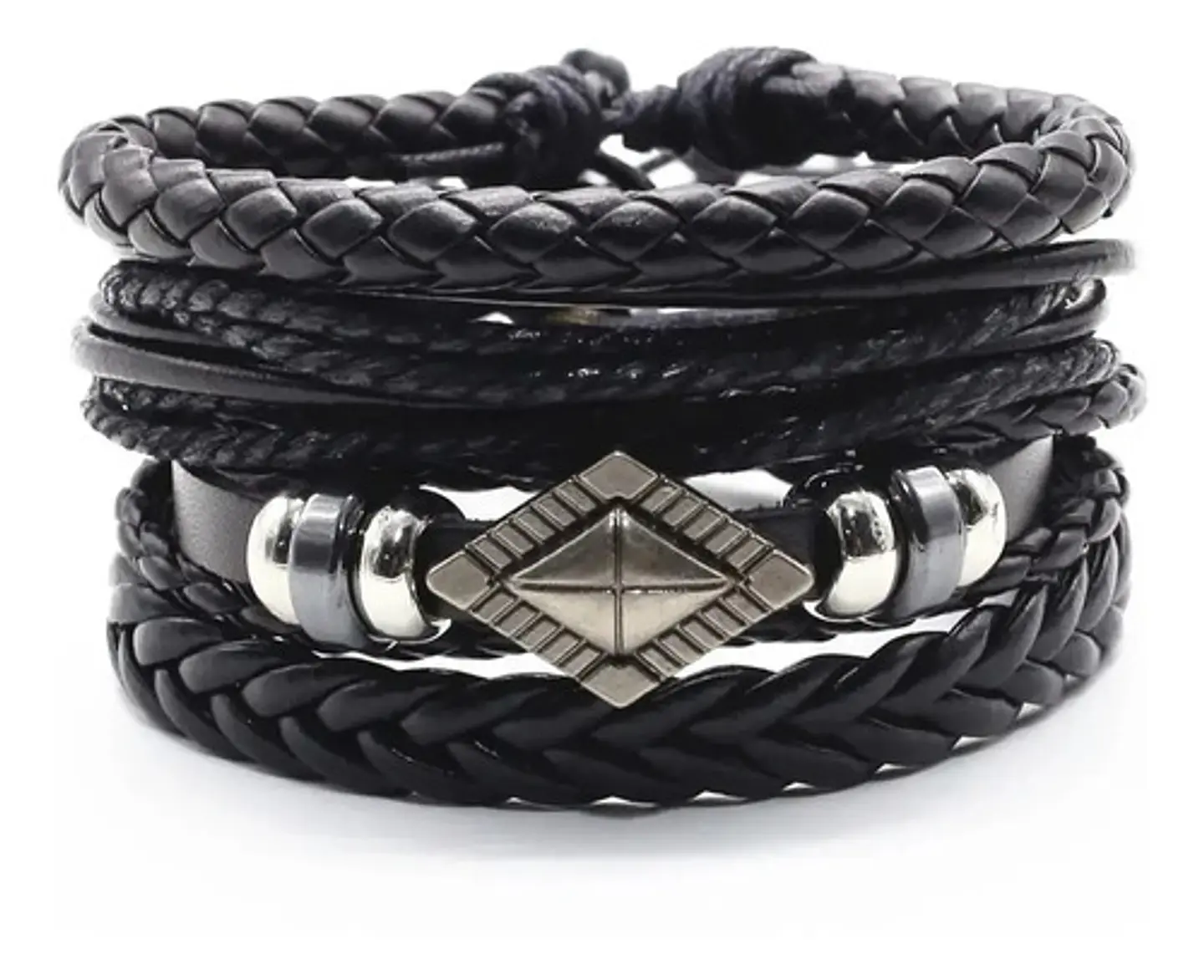 Manilla Pulsera Brazalete Cuentas Cuero Hombre Mujer Moda 8