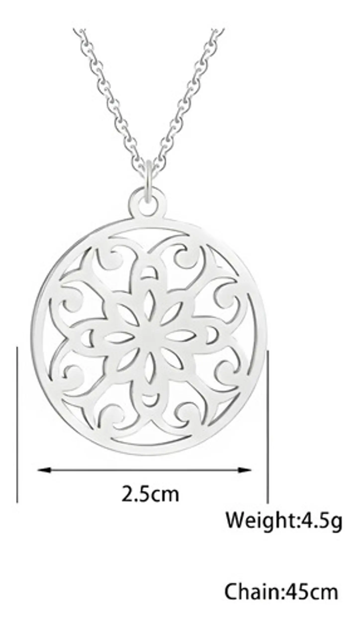 Collar Acero Inoxidable Color Plata Mandala Budismo Mujer 6