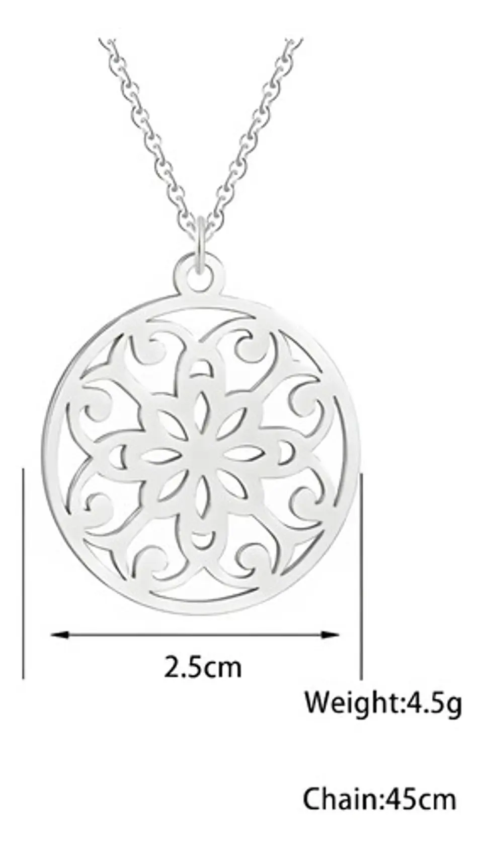 Collar Acero Inoxidable Color Plata Mandala Budismo Mujer 6