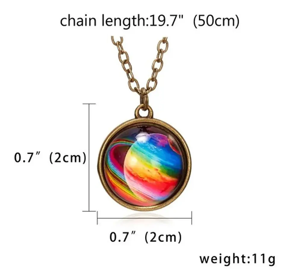 Collar Cristal Galaxia Espacio Planeta Universo Hombre Mujer 2