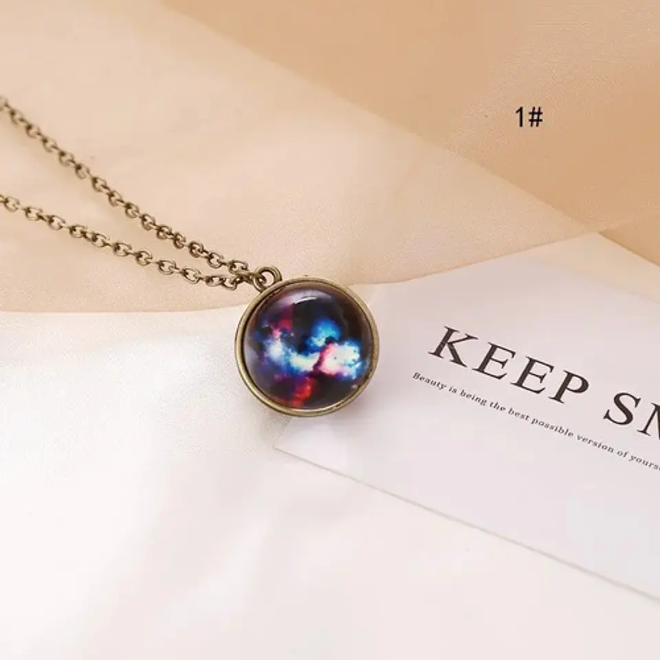 Collar Cristal Galaxia Espacio Planeta Universo Hombre Mujer 8