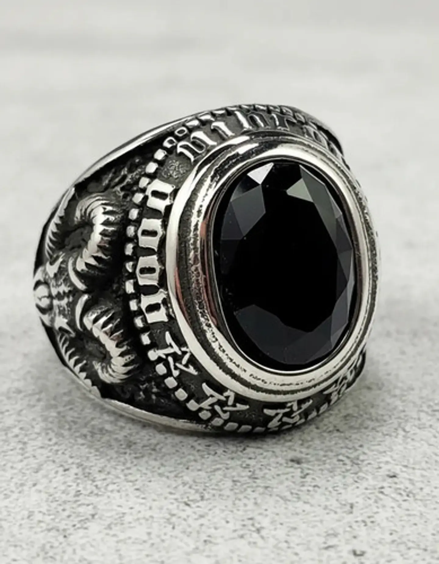 Anillo Acero Inoxidable Piedra Iluminati Cráneo Biker Hombre 3