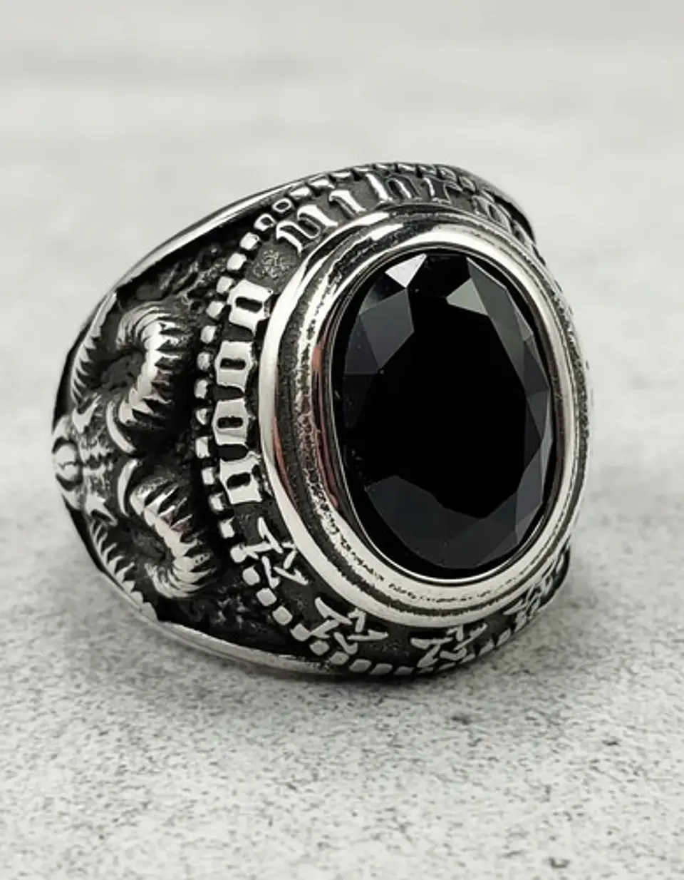 Anillo Acero Inoxidable Piedra Iluminati Cráneo Biker Hombre 3