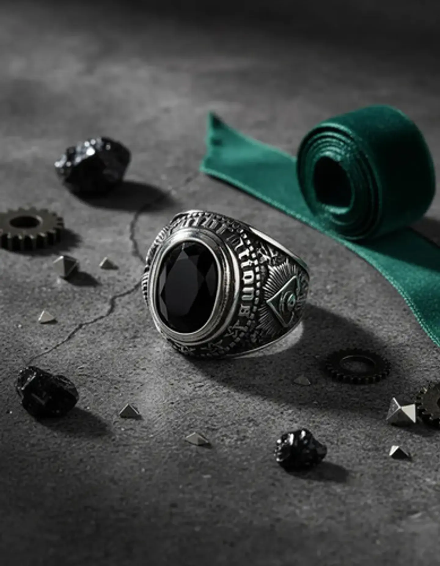 Anillo Acero Inoxidable Piedra Iluminati Cráneo Biker Hombre 7
