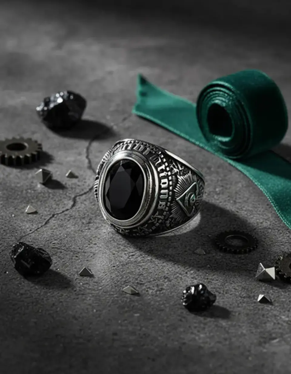 Anillo Acero Inoxidable Piedra Iluminati Cráneo Biker Hombre 7