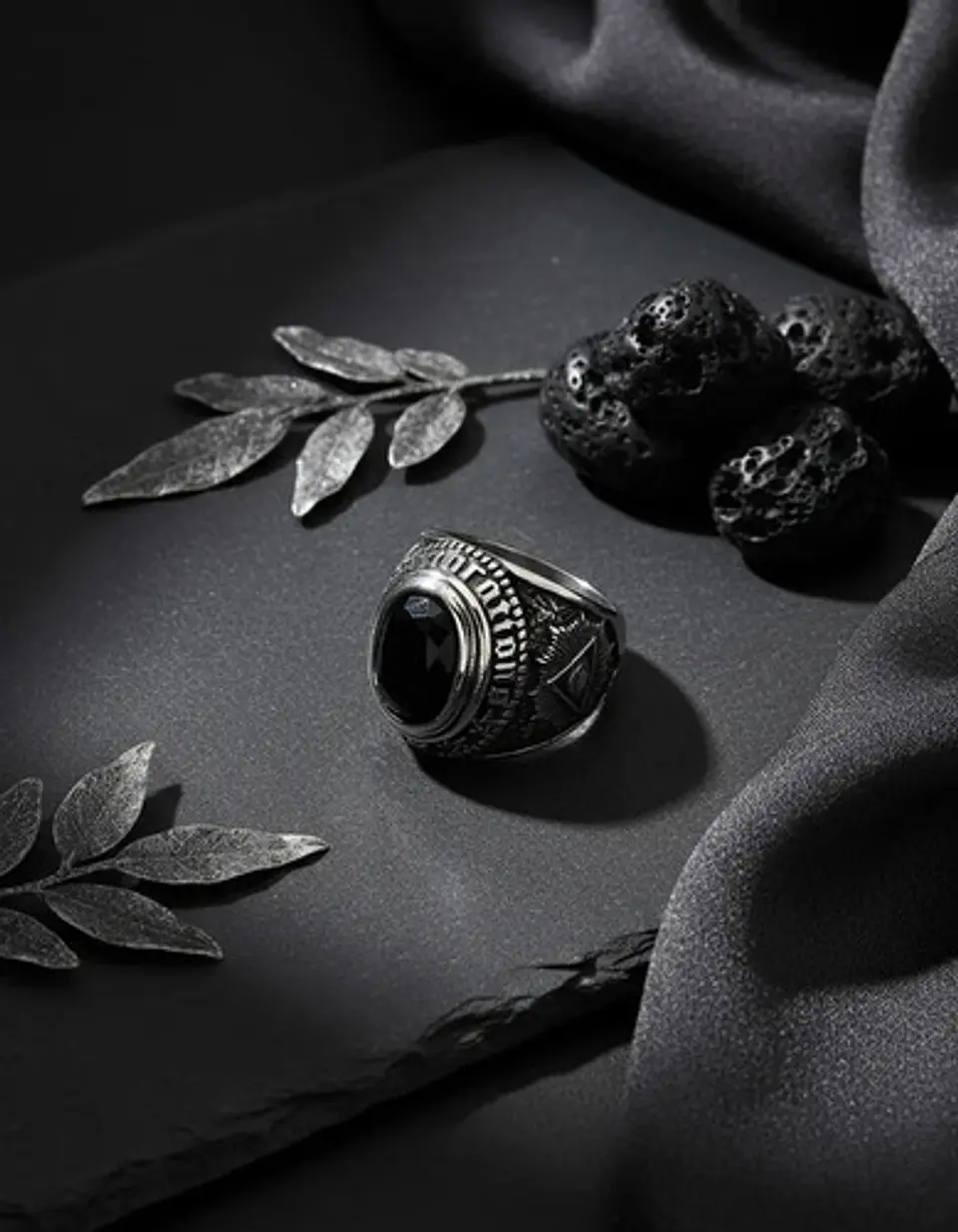 Anillo Acero Inoxidable Piedra Iluminati Cráneo Biker Hombre 8