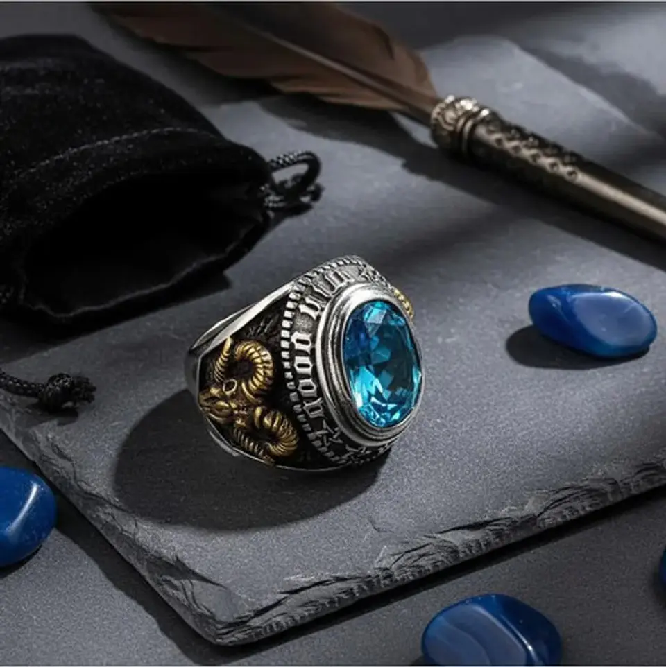 Anillo Acero Inoxidable Piedra Iluminati Cráneo Biker Hombre 12