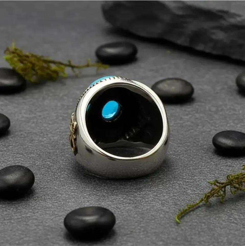 Anillo Acero Inoxidable Piedra Iluminati Cráneo Biker Hombre 14