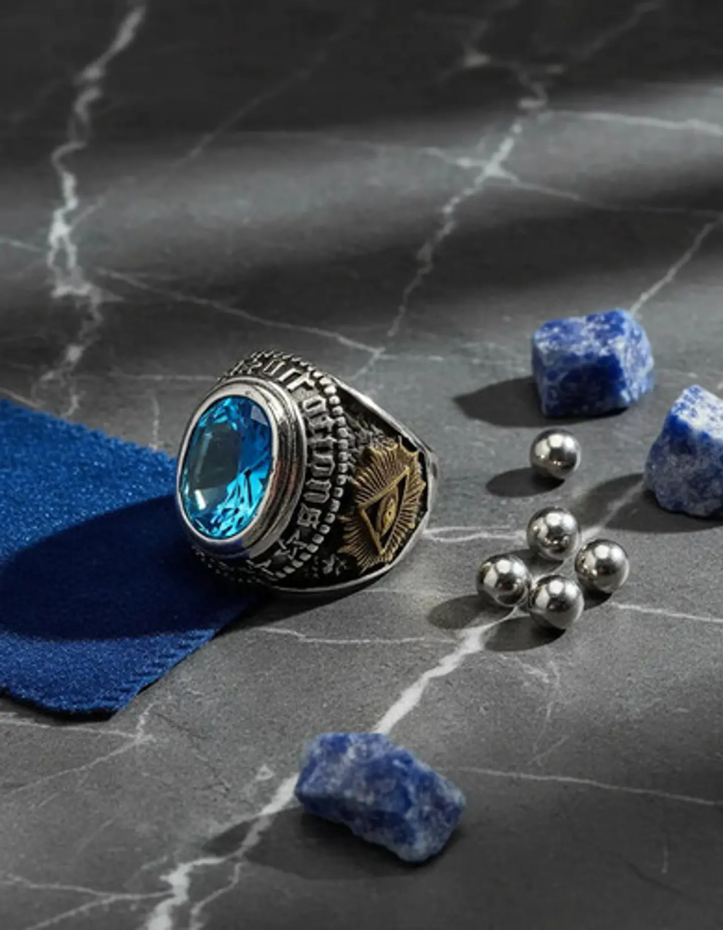 Anillo Acero Inoxidable Piedra Iluminati Cráneo Biker Hombre 16