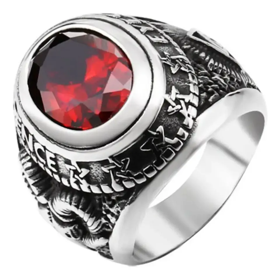 Anillo Acero Inoxidable Piedra Iluminati Cráneo Biker Hombre 18