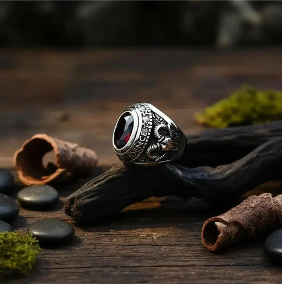 Anillo Acero Inoxidable Piedra Iluminati Cráneo Biker Hombre 20
