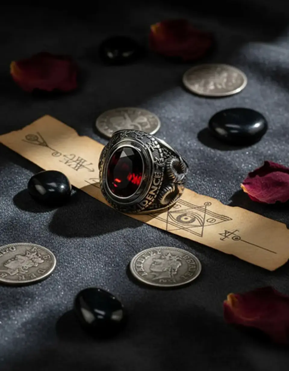 Anillo Acero Inoxidable Piedra Iluminati Cráneo Biker Hombre 21