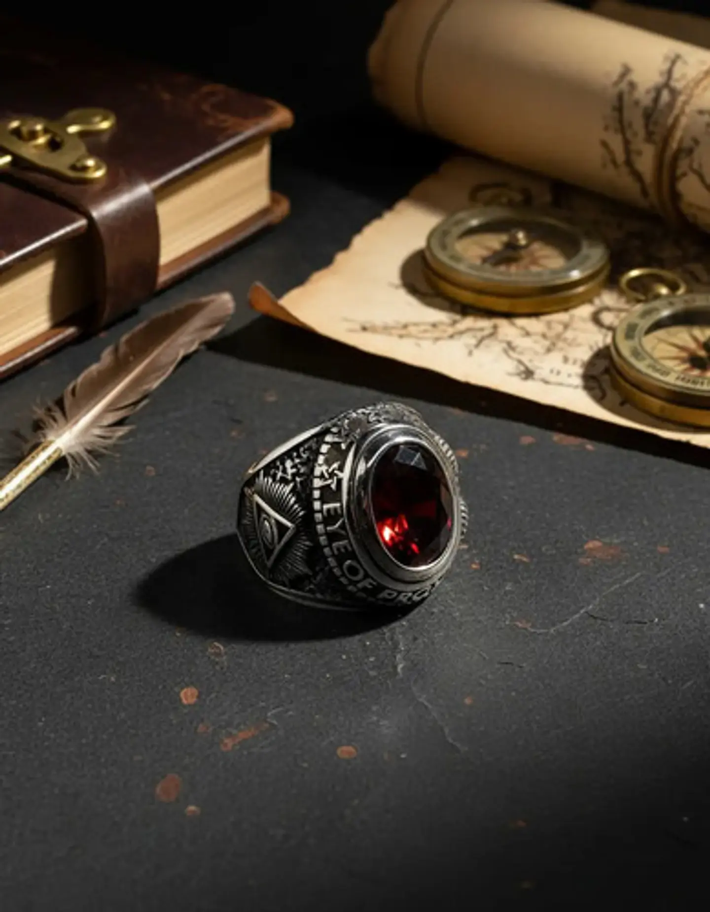 Anillo Acero Inoxidable Piedra Iluminati Cráneo Biker Hombre 22