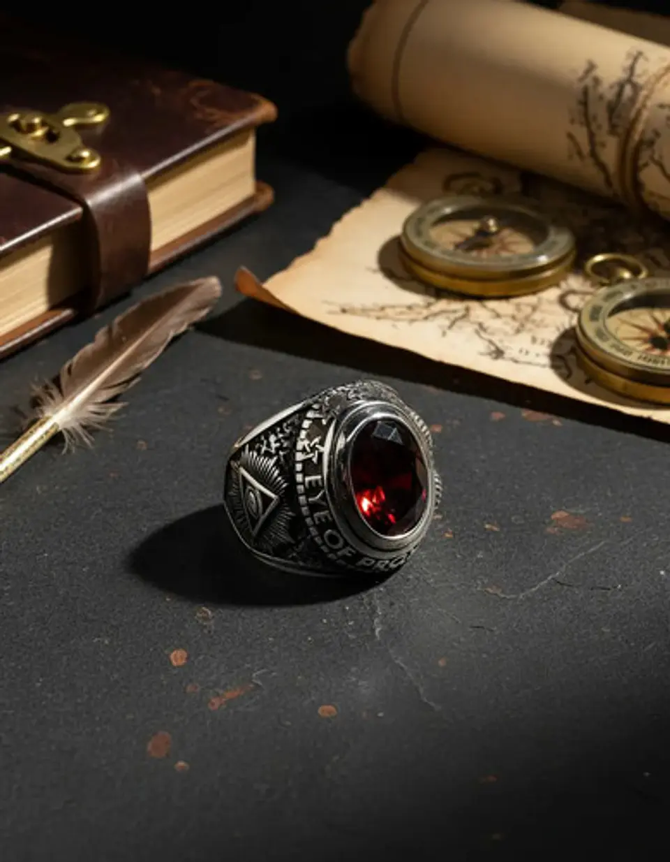 Anillo Acero Inoxidable Piedra Iluminati Cráneo Biker Hombre 22