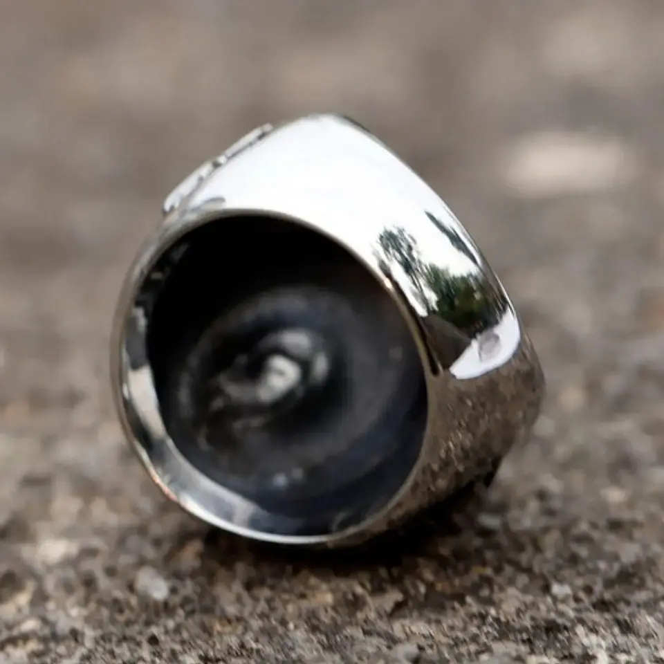 Anillo Acero Inoxidable Piedra Iluminati Cráneo Biker Hombre 23