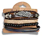 Set 4 Pulseras para Hombre y mujer Manillas Cuero Pluma  - Miniatura 1