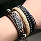 Set 4 Pulseras para Hombre y mujer Manillas Cuero Pluma  - Miniatura 5