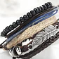 Set 4 Pulseras para Hombre y mujer Manillas Cuero Pluma  - Miniatura 9