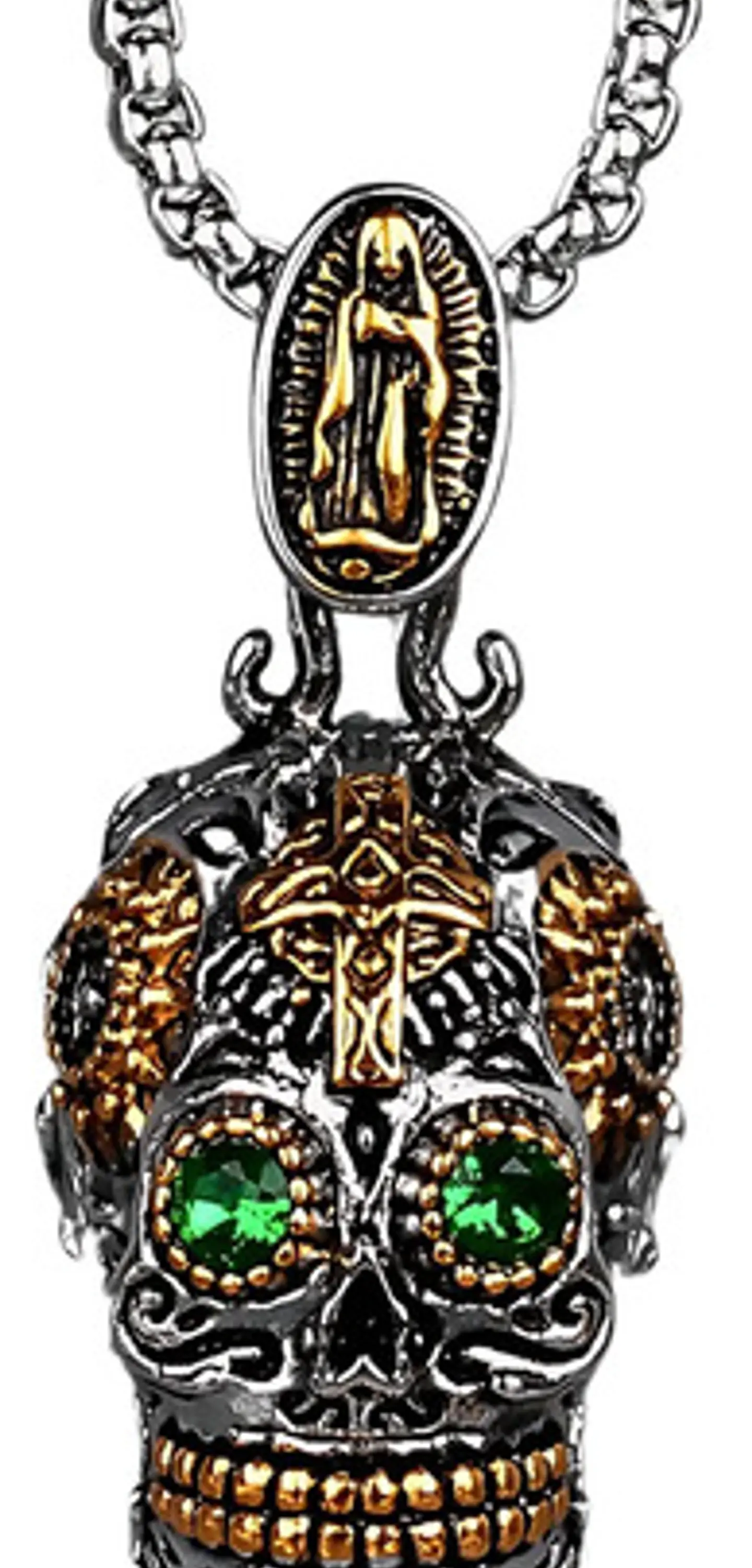 Collar Colgante Cruz Gótico Cráneo Acero Inoxidable Hombre 2