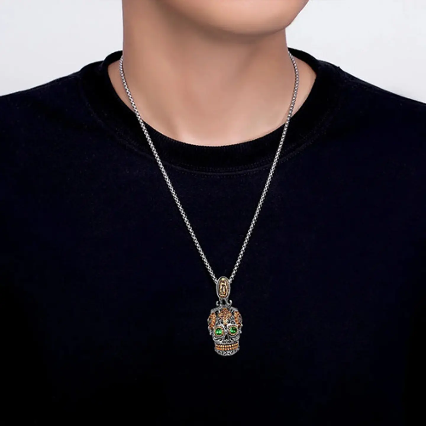 Collar Colgante Cruz Gótico Cráneo Acero Inoxidable Hombre 3