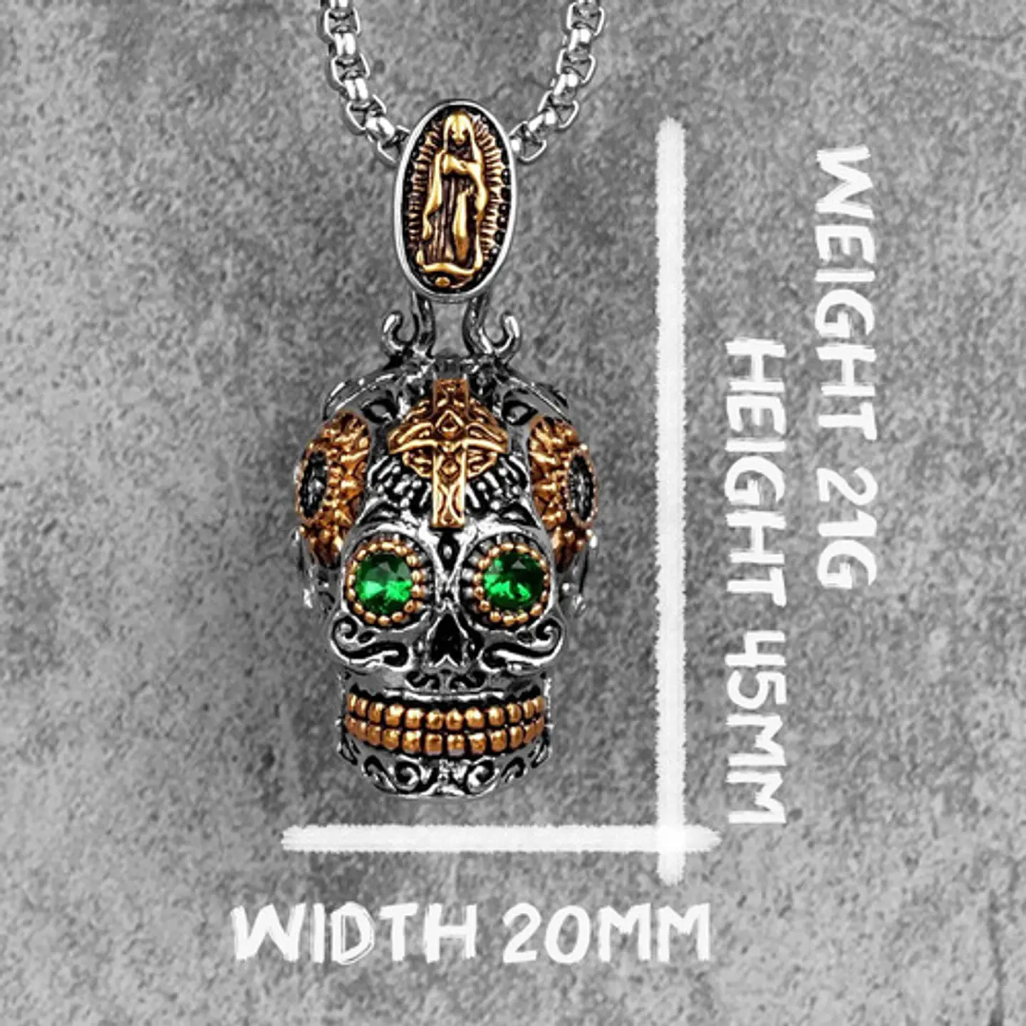 Collar Colgante Cruz Gótico Cráneo Acero Inoxidable Hombre 8