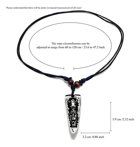 Collar Colgante Cuero Colmillo Jefe Indio Tribu Hombre Mujer