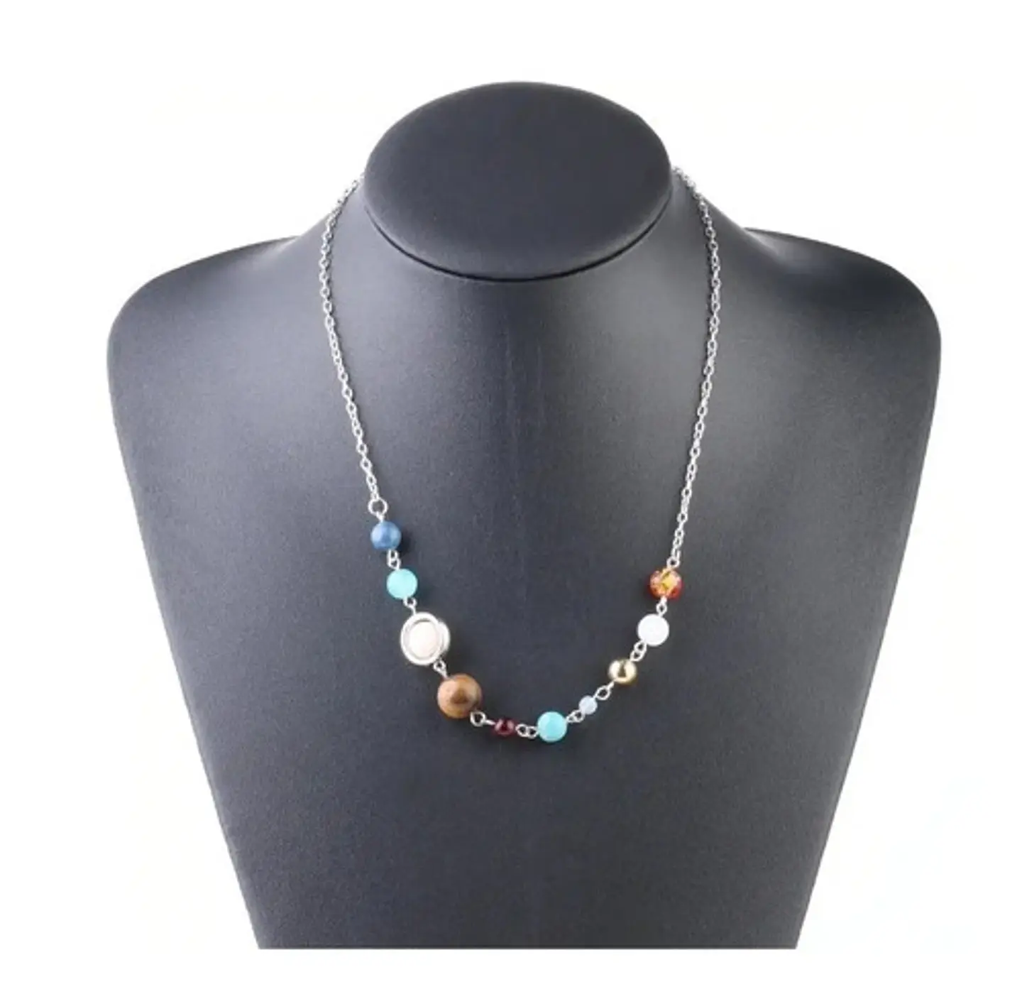 Collar Planetas Sistema Solar Galaxi Piedras Naturales Mujer 6