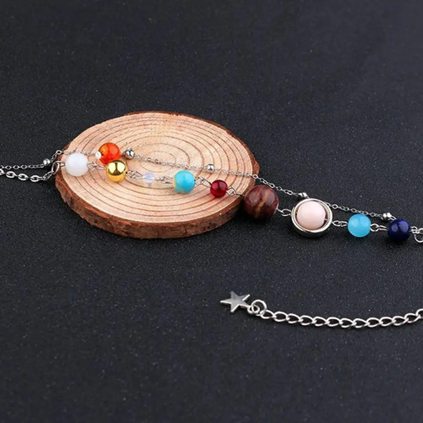 Collar Planetas Sistema Solar Galaxi Piedras Naturales Mujer 5