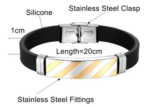 Pulsera Brazalete Manilla Silicona Acero Inoxidable Hombre