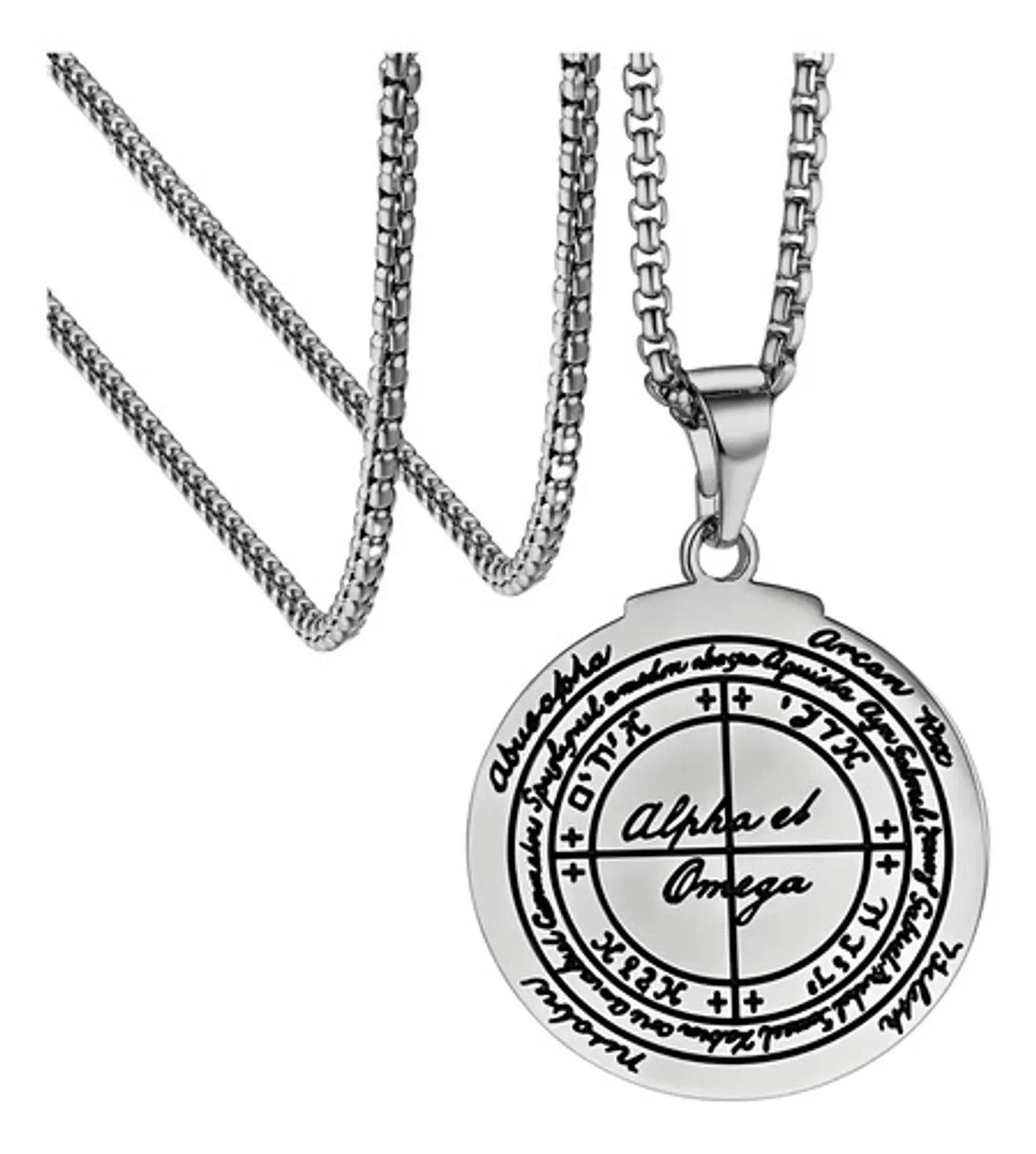 Collar Talismán Amuleto Color Plata Acero Inoxidable Hombre 11