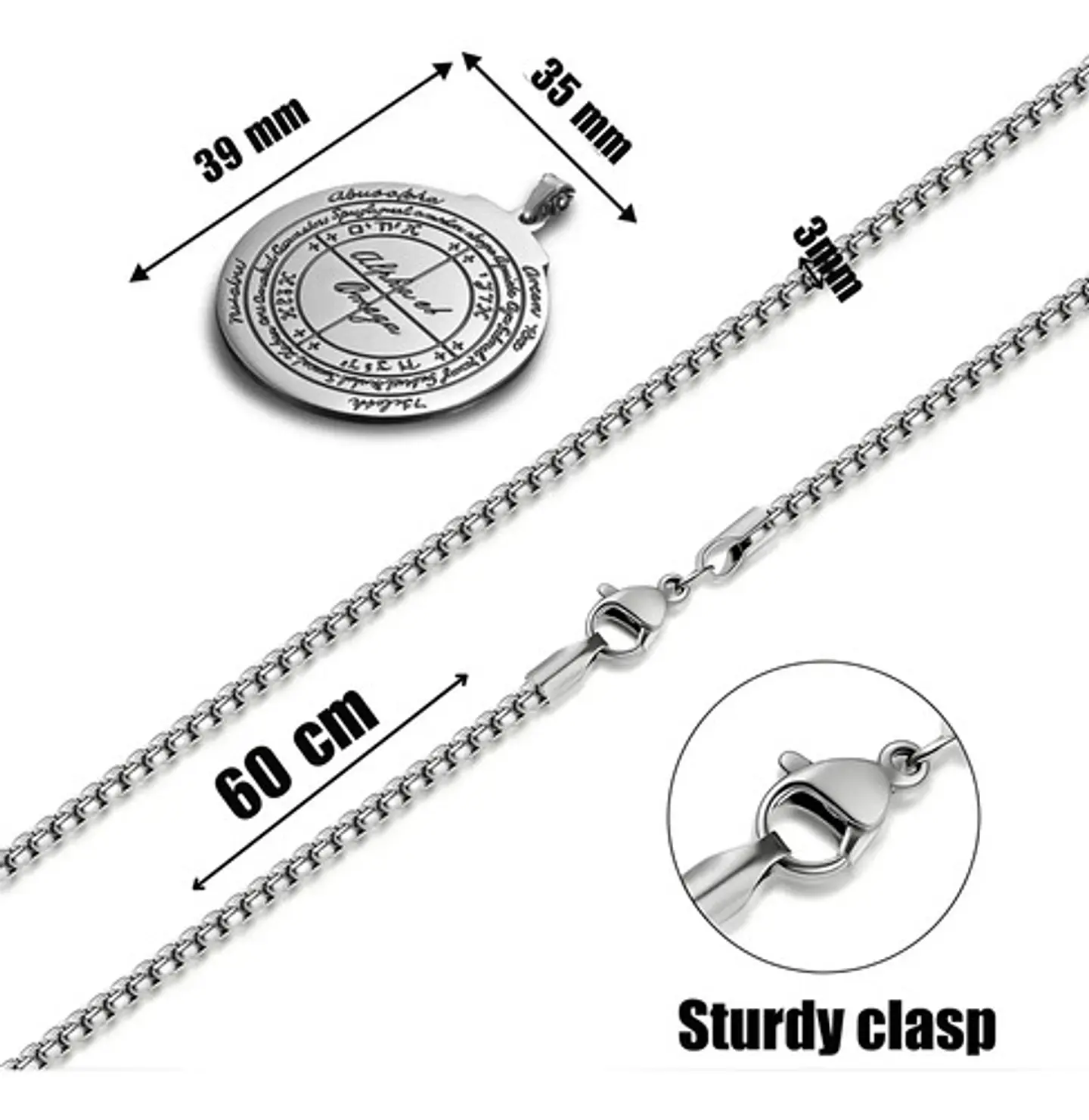 Collar Talismán Amuleto Color Plata Acero Inoxidable Hombre 10