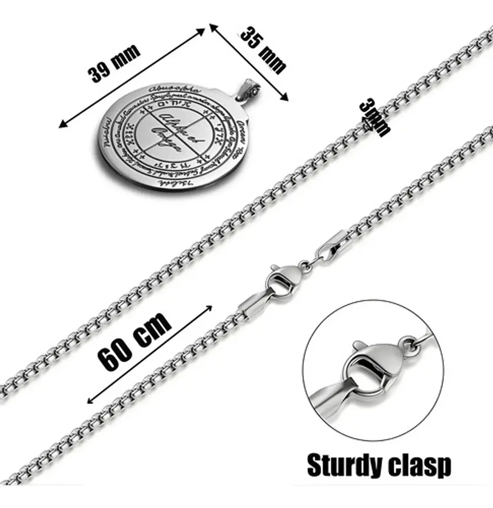 Collar Talismán Amuleto Color Plata Acero Inoxidable Hombre 10