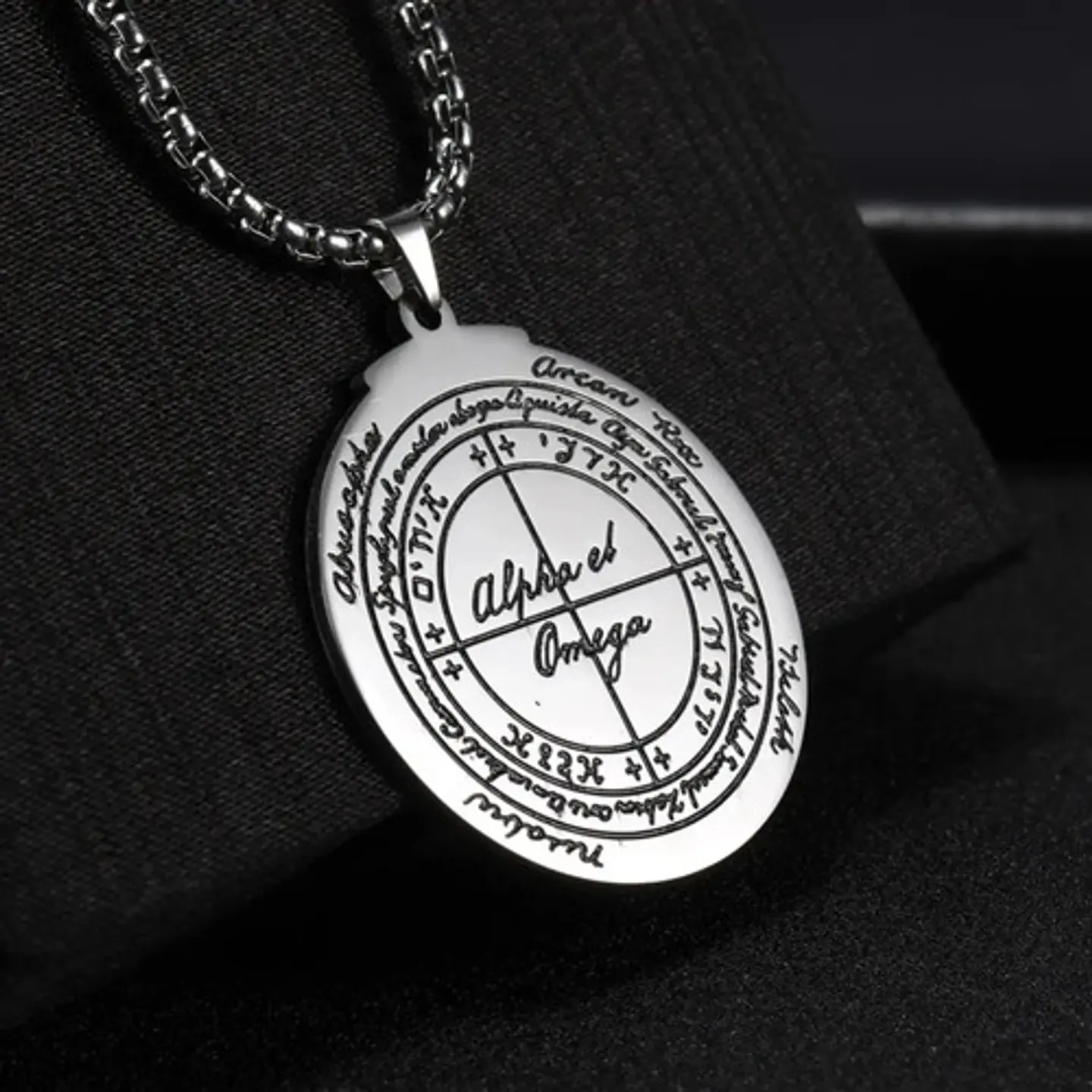 Collar Talismán Amuleto Color Plata Acero Inoxidable Hombre 5