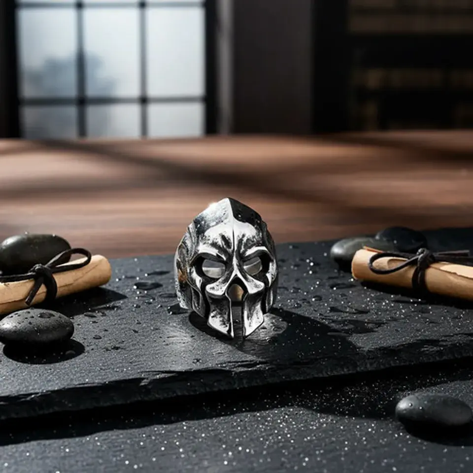Anillo Acero Inoxidable Casco Gladiador Guerrero Para Hombre 4