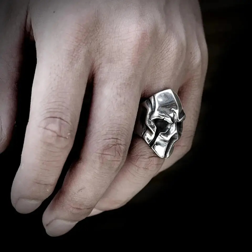 Anillo Acero Inoxidable Casco Gladiador Guerrero Para Hombre 7