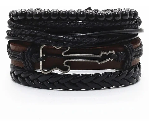 Manilla Pulsera Brazalete Cuentas Cuero Hombre Y Mujer Moda