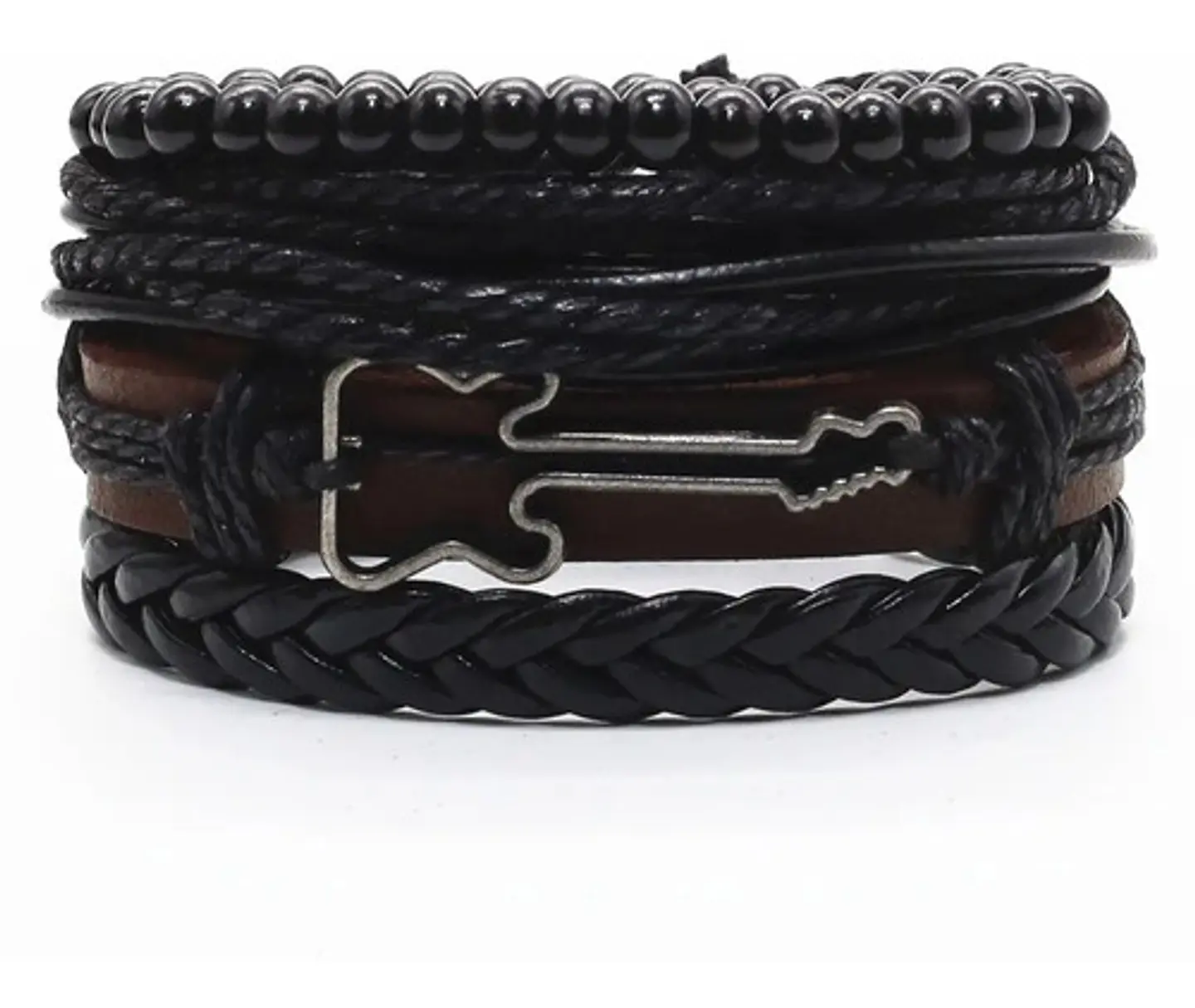 Manilla Pulsera Brazalete Cuentas Cuero Hombre Y Mujer Moda 1