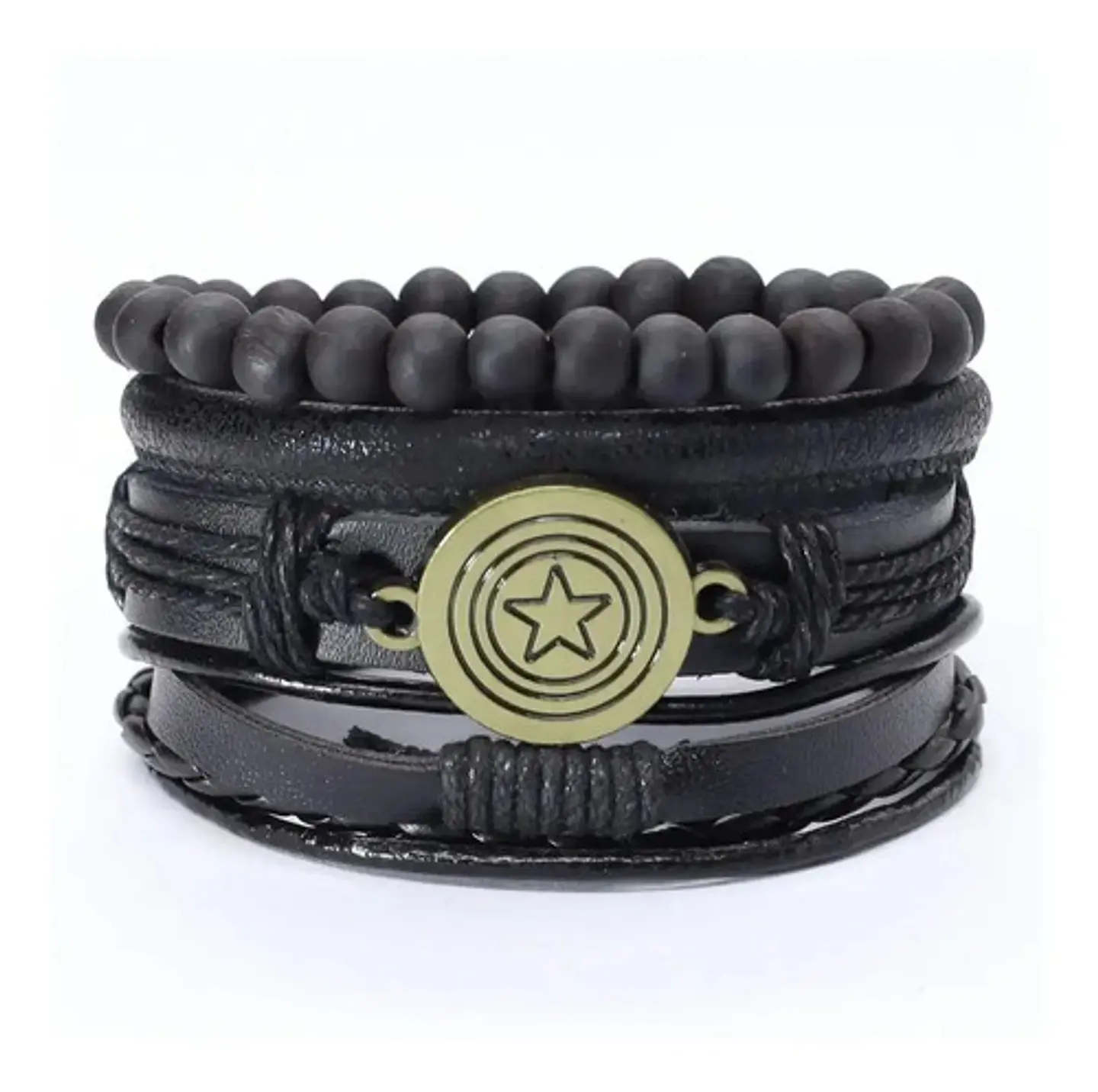 Manilla Pulsera Brazalete Cuentas Cuero Hombre Y Mujer Moda 5