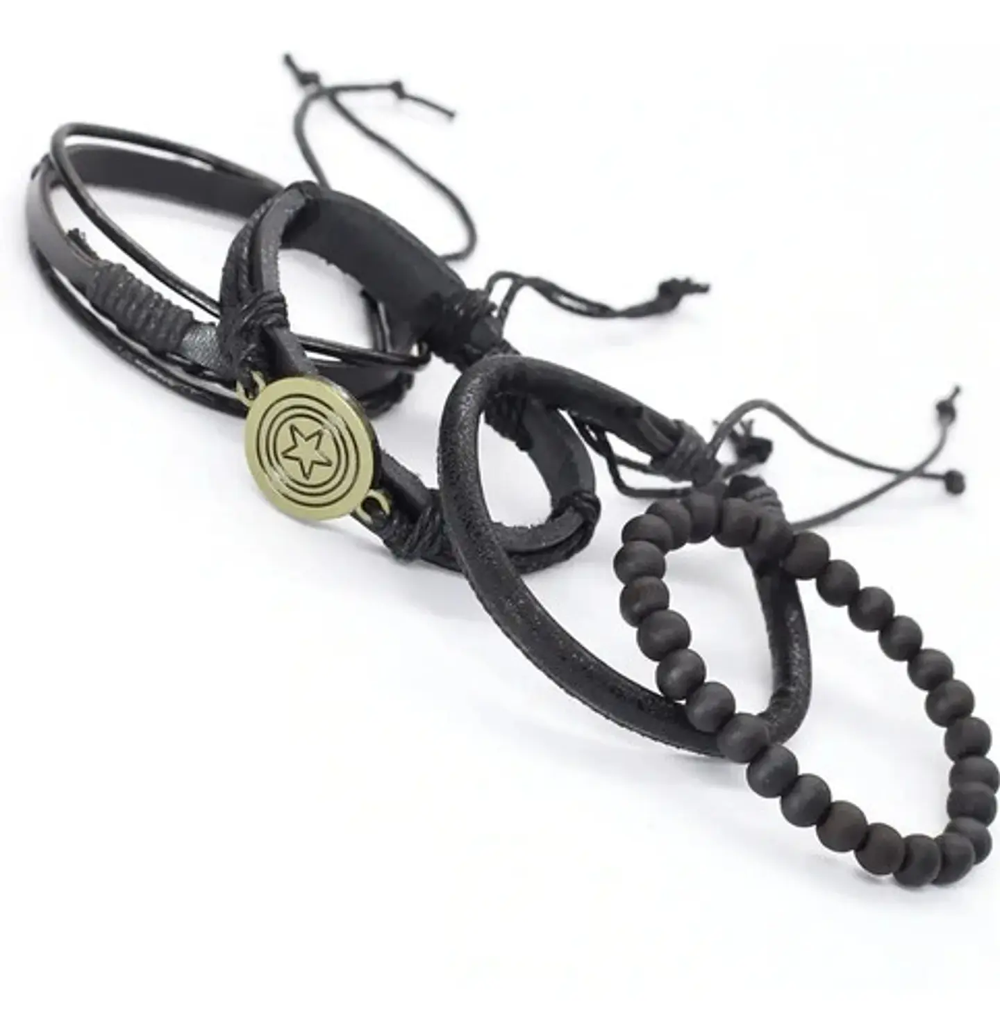 Manilla Pulsera Brazalete Cuentas Cuero Hombre Y Mujer Moda 6