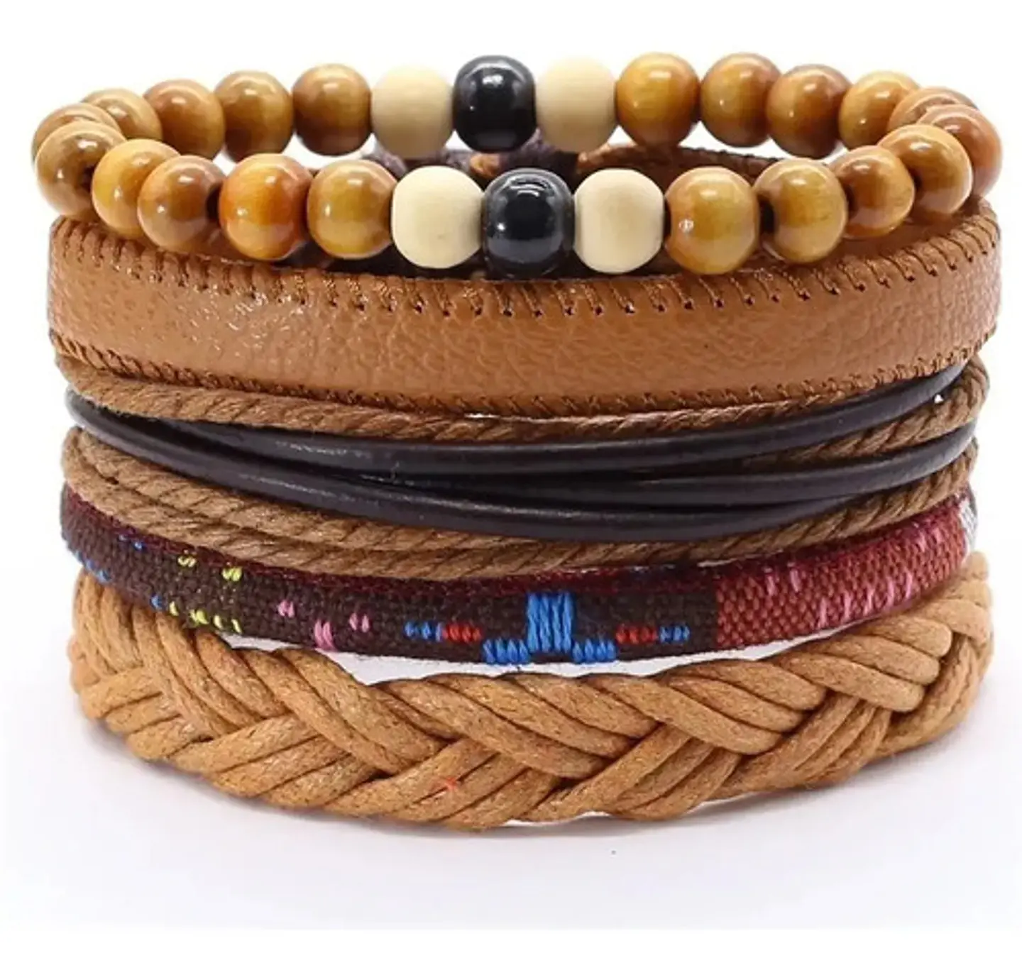 Manilla Pulsera Brazalete Cuentas Cuero Hombre Y Mujer Moda 7