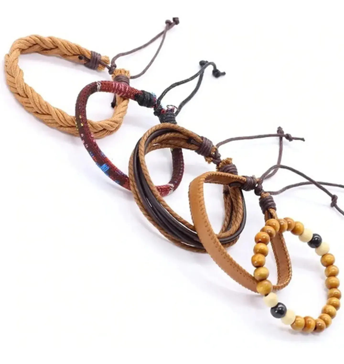 Manilla Pulsera Brazalete Cuentas Cuero Hombre Y Mujer Moda 8
