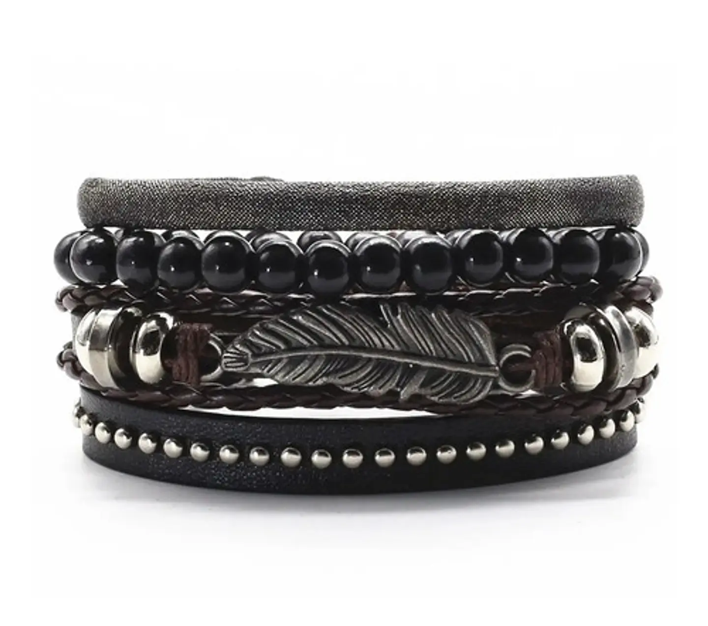 Manilla Pulsera Brazalete Cuentas Cuero Hombre Y Mujer Moda 14