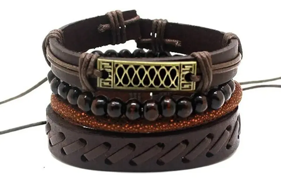 Manilla Pulsera Brazalete Cuentas Cuero Hombre Y Mujer Moda 17