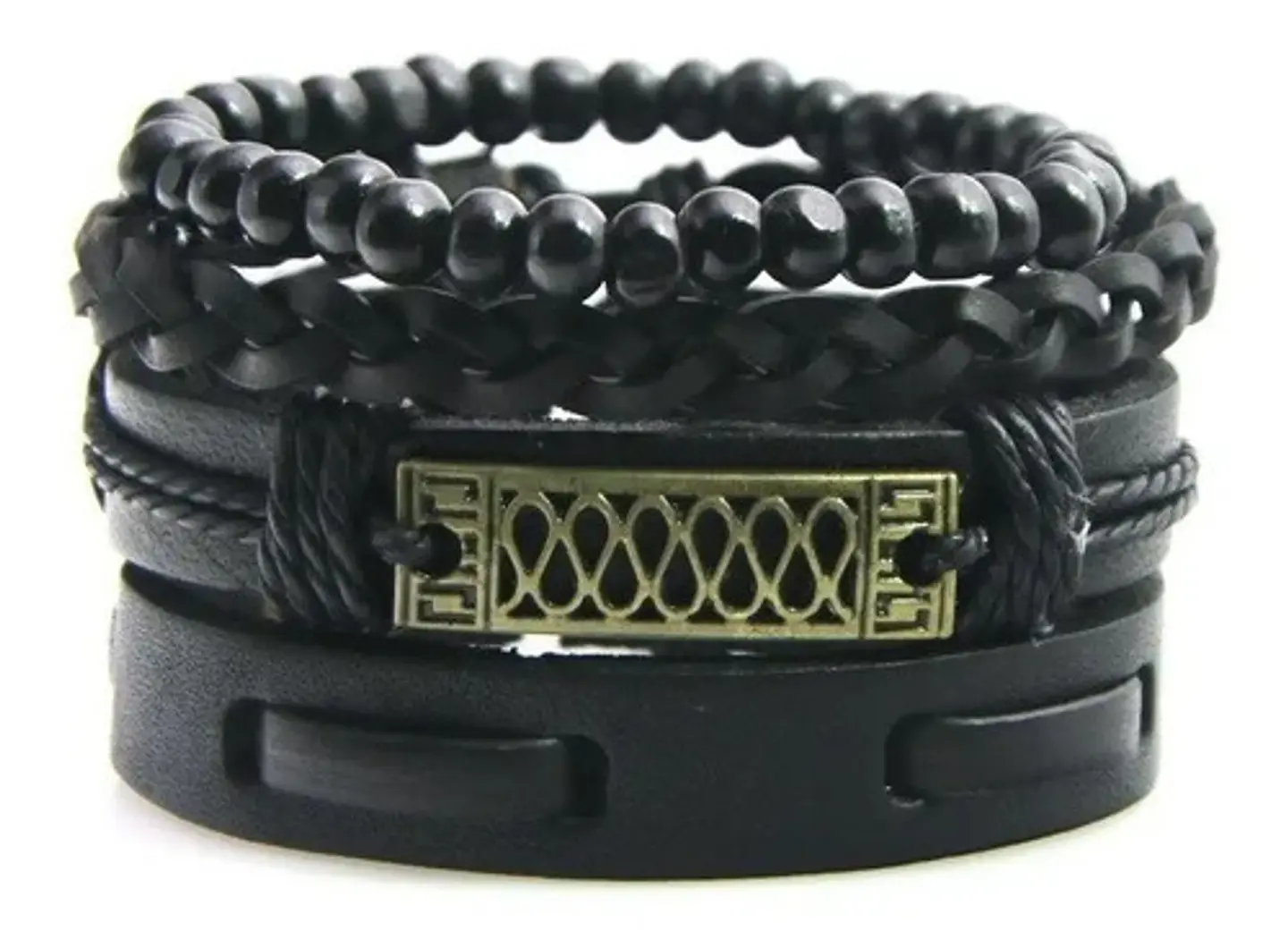 Manilla Pulsera Brazalete Cuentas Cuero Hombre Y Mujer Moda 19