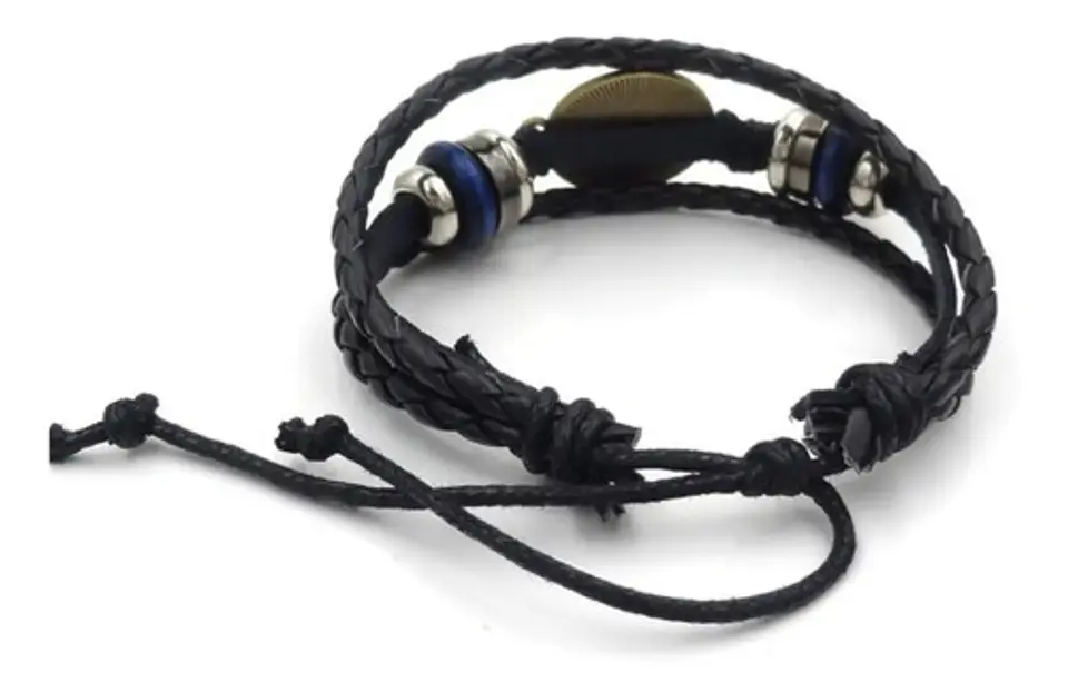 Pulsera Manilla Cuero Luna Brilla En La Oscuridad Hombre Muj 5