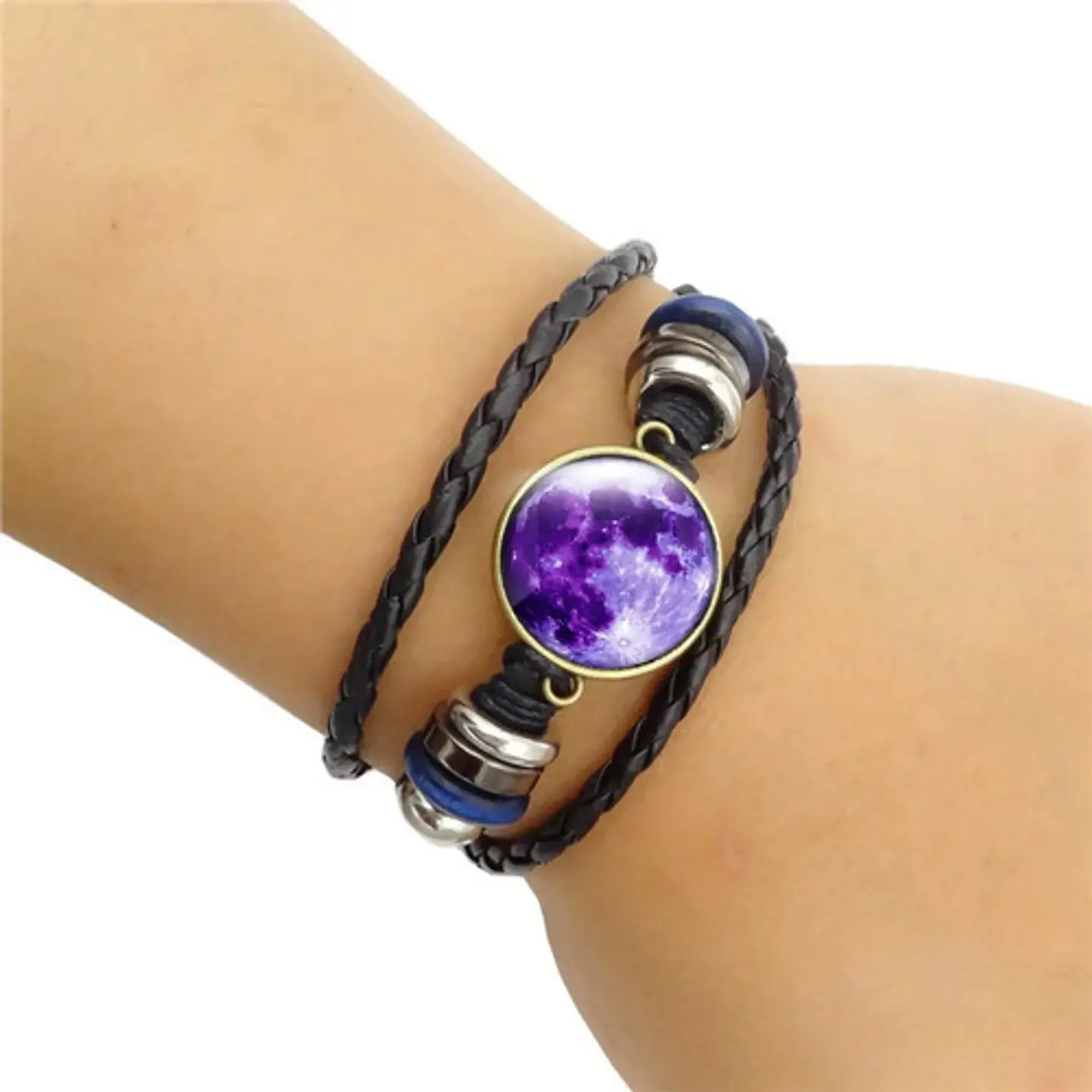 Pulsera Manilla Cuero Luna Brilla En La Oscuridad Hombre Muj 23