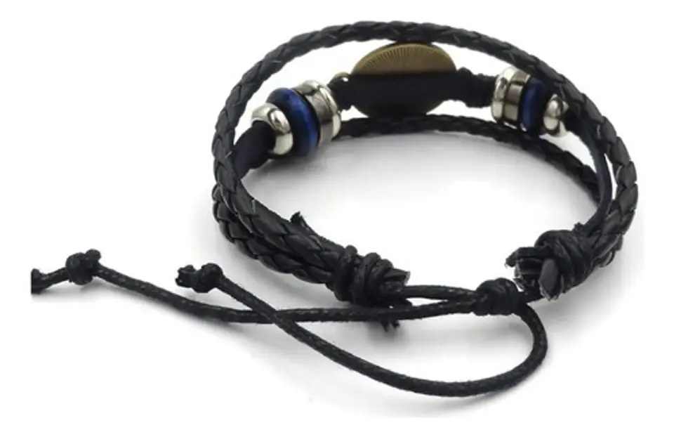 Pulsera Manilla Cuero Luna Brilla En La Oscuridad Hombre Muj 24