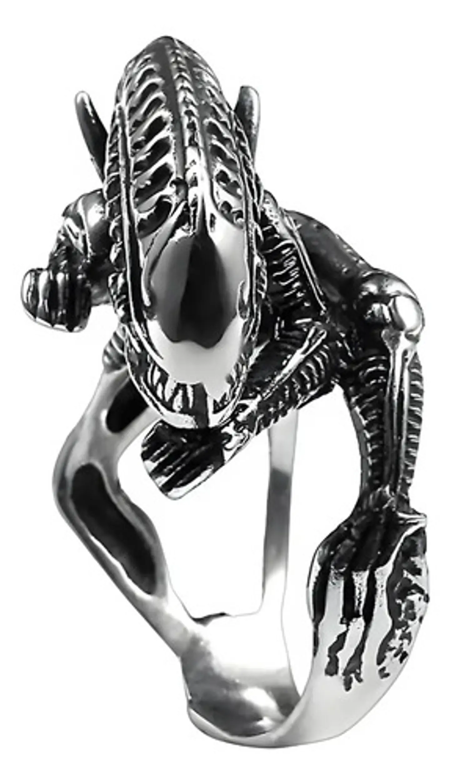 Anillo Acero Inoxidable Titanio Alien Cráneo Skull Hombre 2