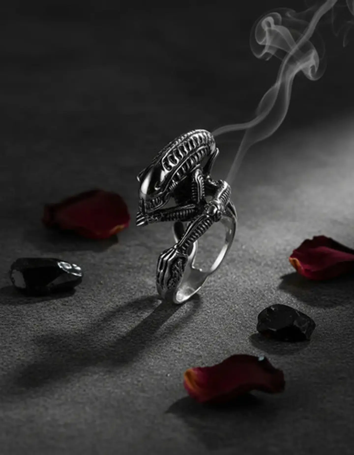 Anillo Acero Inoxidable Titanio Alien Cráneo Skull Hombre 3